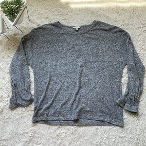 Lucky Brand Gray Top with Gathered Sleeve